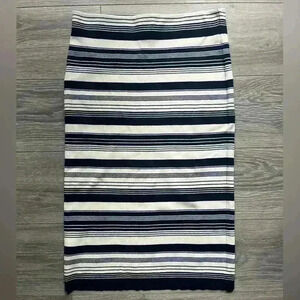 Lauren Ralph Lauren Blue Cream Striped Pencil Skirt Stretch Size L Career Work